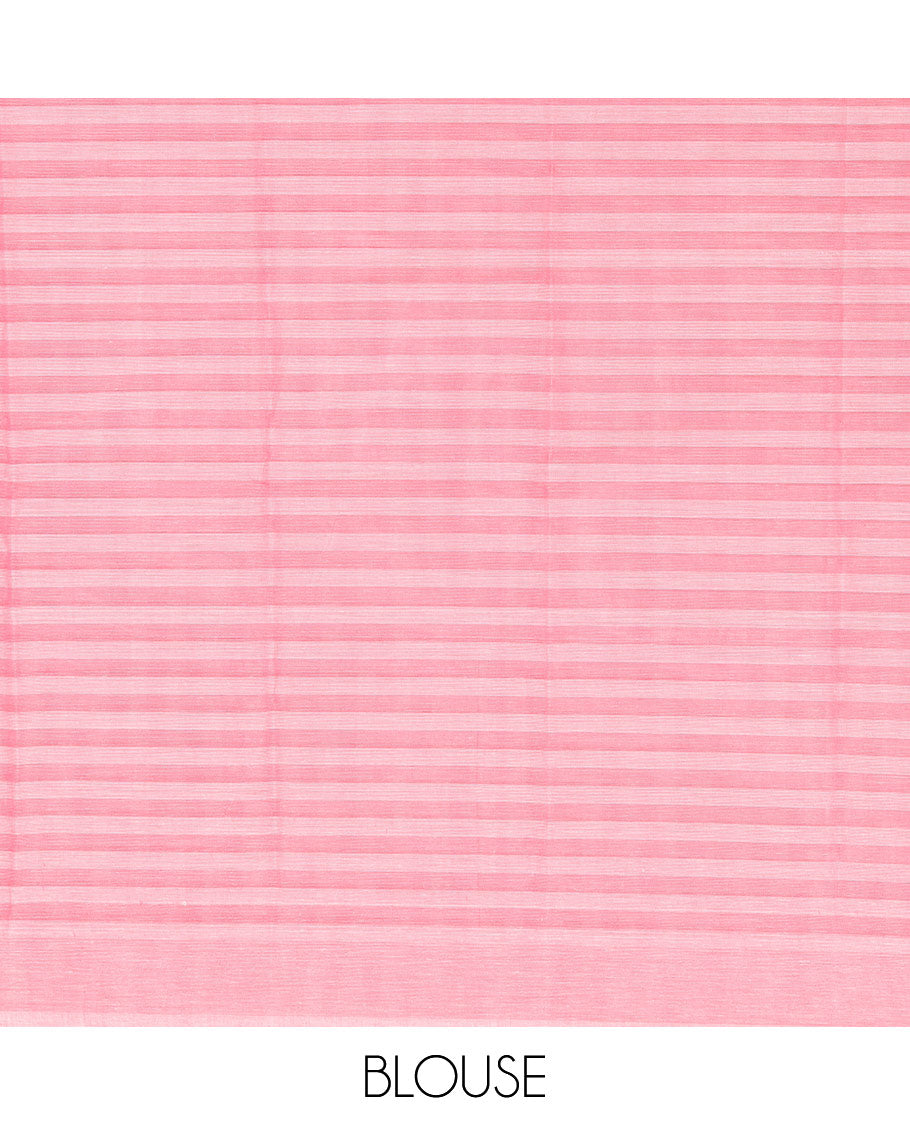 Borderless Pink Checked Chirala Cotton Saree, a Self-Pallu, and a Matching Blouse