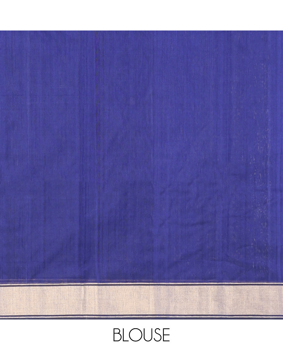 Blue Chanderi Cotton Saree, Adorned with Heart Buttas All Over Its Body, Highlighted by a Self-Border, Pallu Steeped with Heart Motifs, and Paired with a Matching Blouse