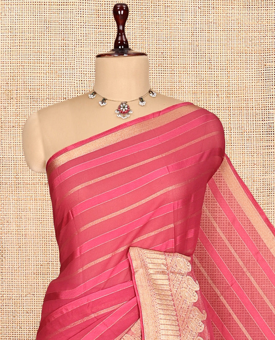 Pink Semi Mysore Silk Saree