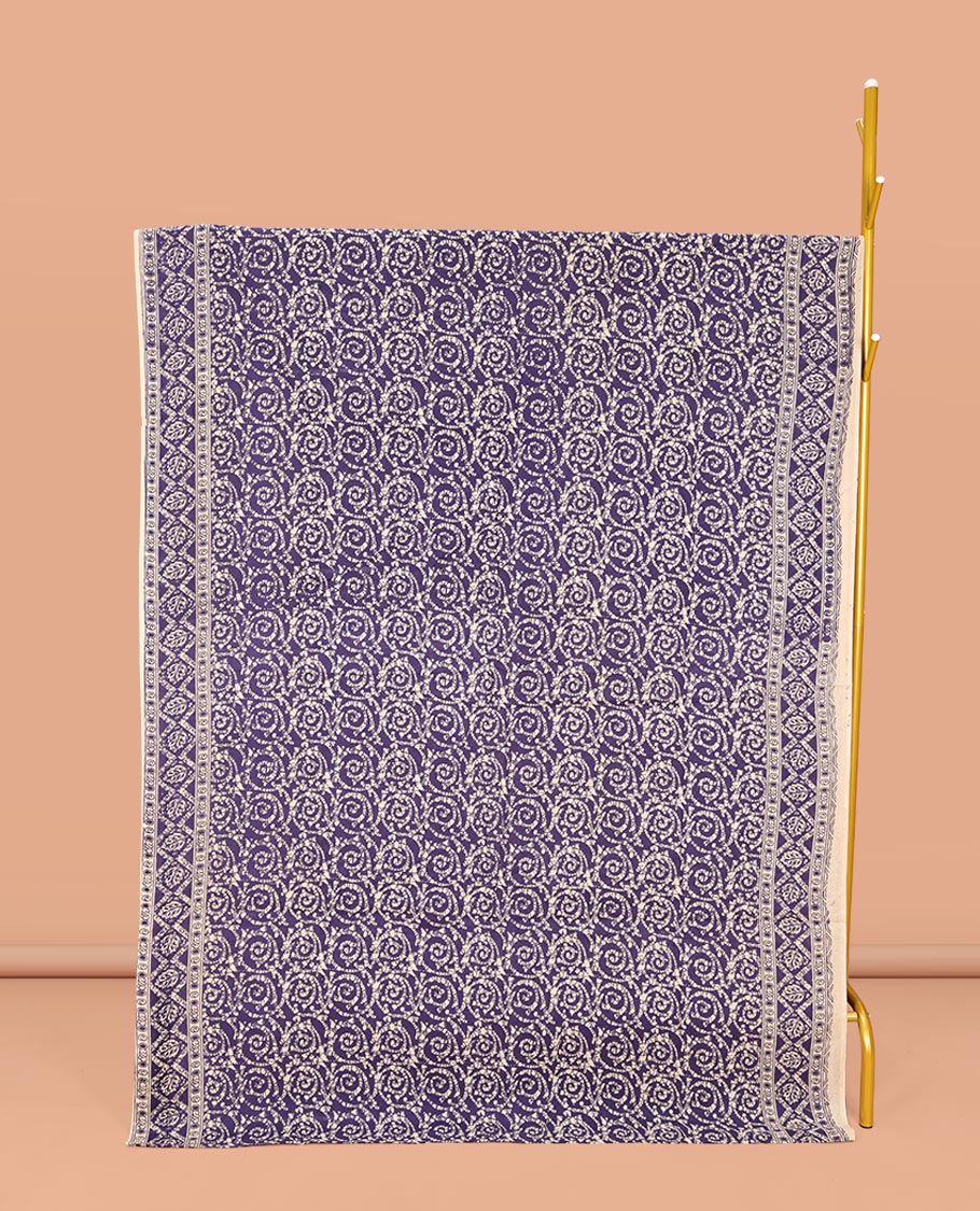 Grey Machine-Printed Kalamkari Cotton Saree, Ornamented with Batik Print on Its Body, Subtle Self-Printed Border, Pallu of Intricate Print, and Paired with a Printed Blouse
