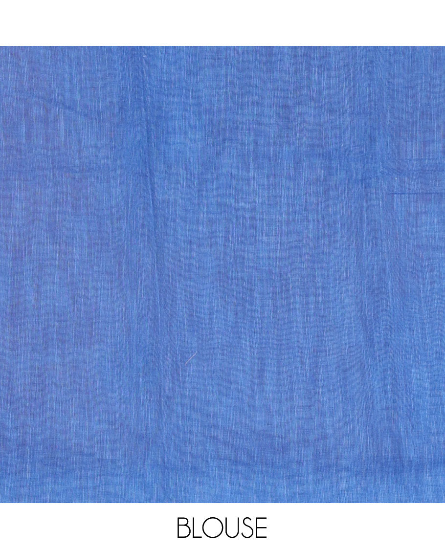 Dusky Purple Linen Cotton Saree, Subtly Sparkled with Polka Dot Buttas, a Contrast Border, a Contrast Blouse