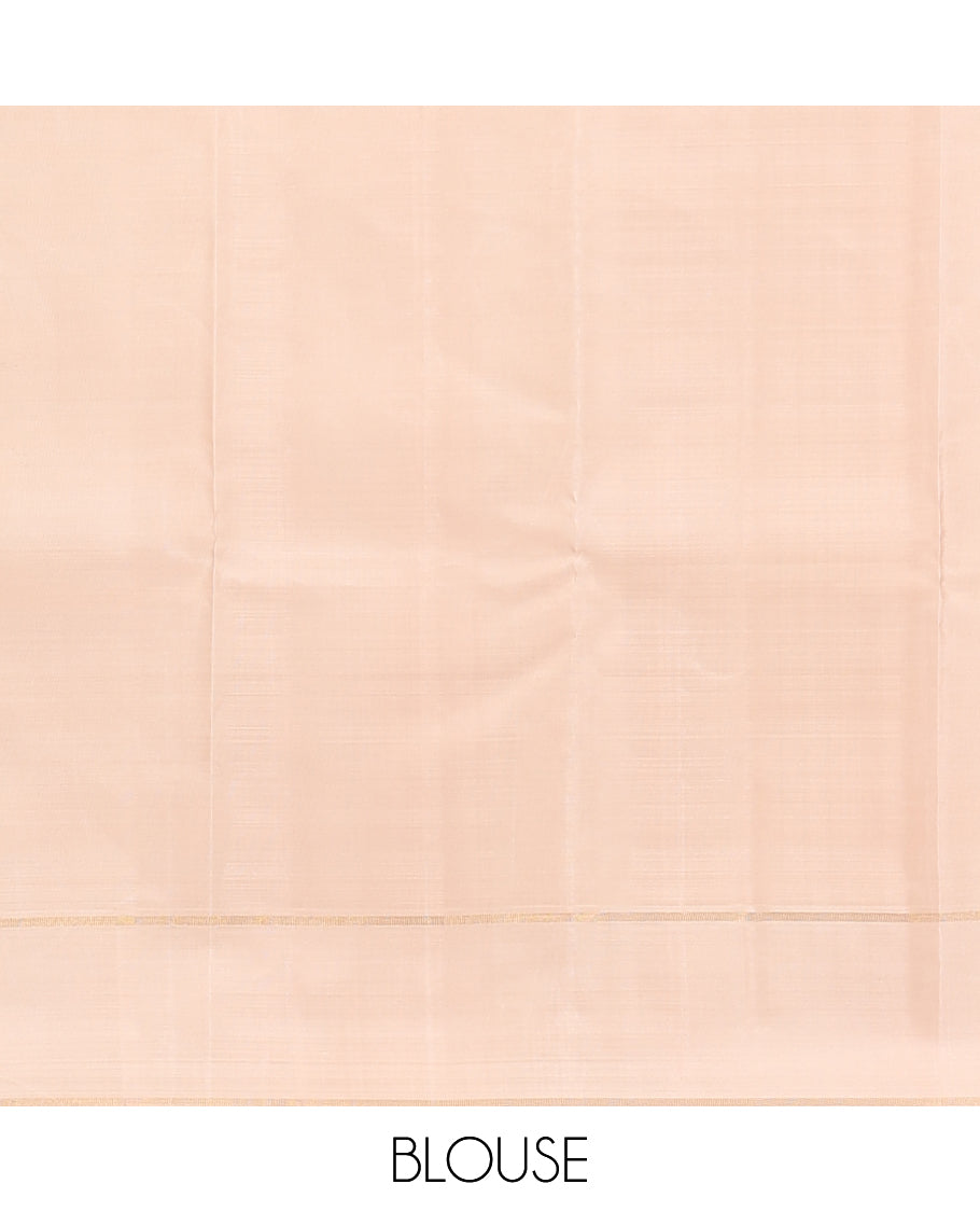 Multi-Color Checked Kanchipuram Silk Saree, Complemented by a Contrast Bodi Thazampoo Rekku Border, Zari Striped Pallu, and a Contrast Blouse