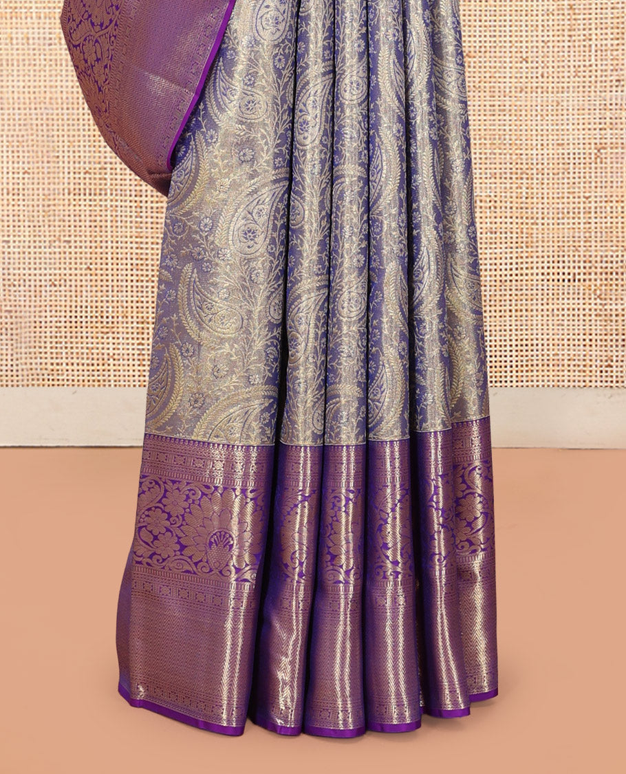 Violet Kanchipuram Tissue Silk Saree