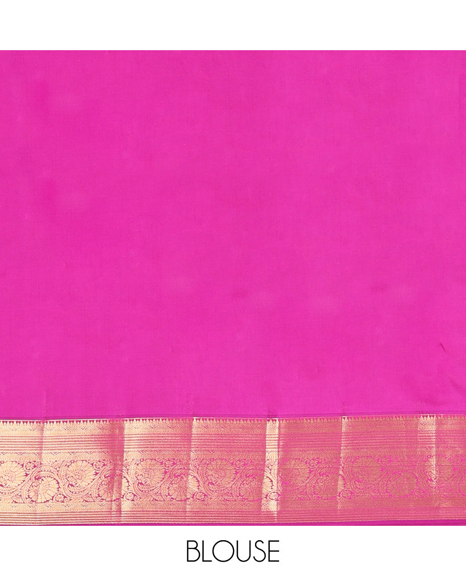Sandal Vasundhara Lite Silk Mix Saree, Subtly Sparkled with Zari Designs, a Contrast Border of Rekku, and Kodi Visiry Designs, Vanki Pallu, and a Contrast Blouse