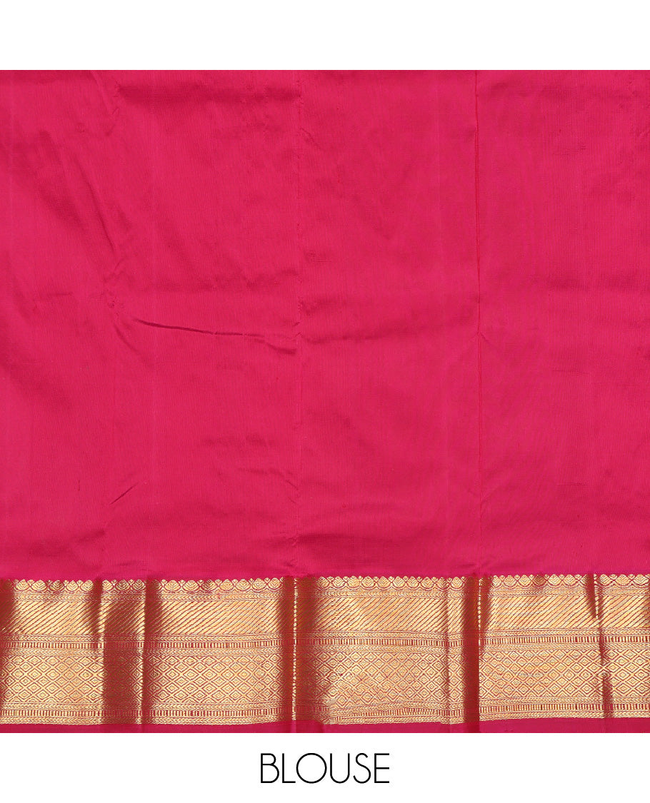 Multi-Color Striped Pure Silk Navarathna Pavadai Material Set