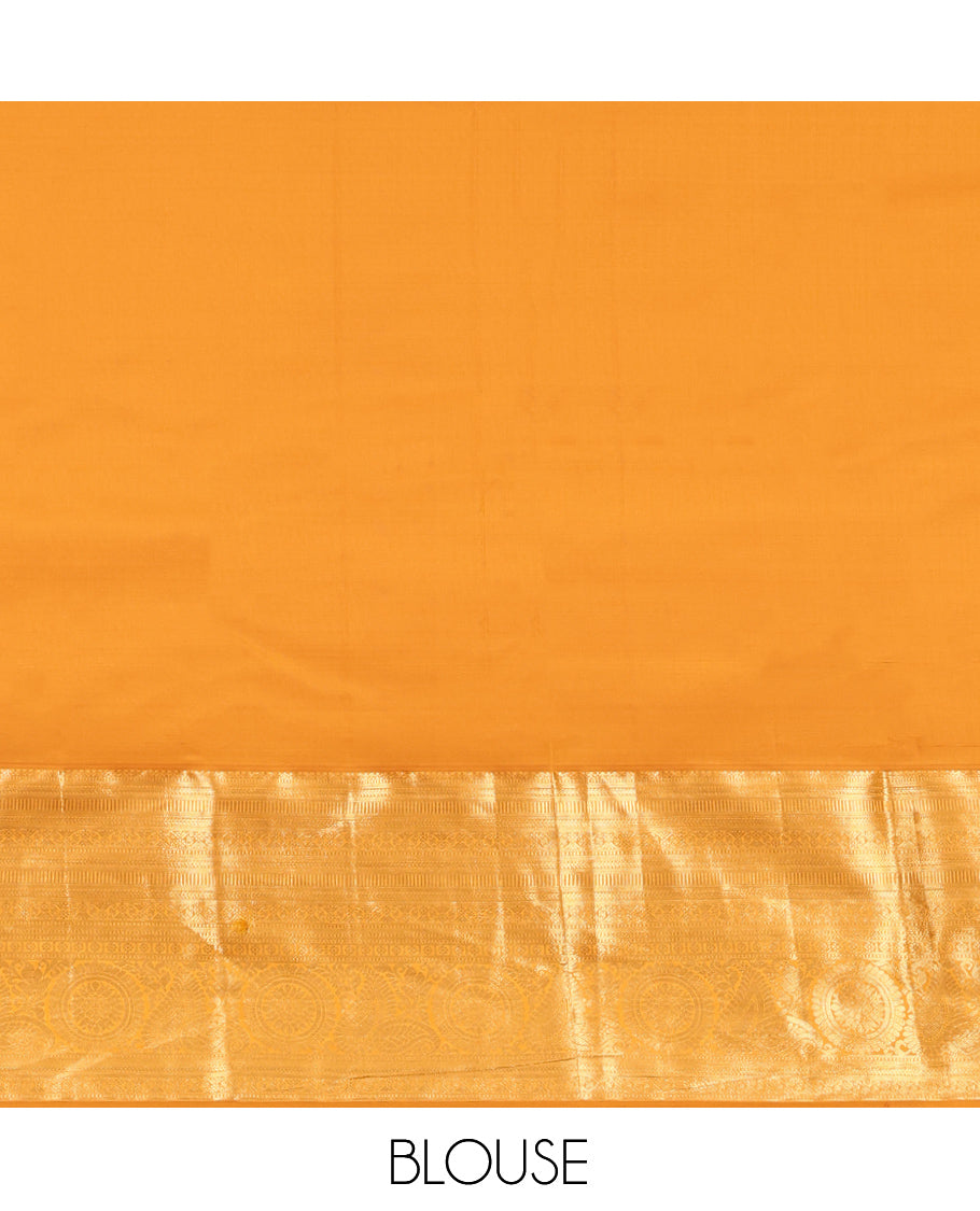 Blue Vasundhara Lite-Silk Mix Saree, Adorned with Manga Zari Buttas, Complemented by a Contrast Traditional Zari Border, Grand Pallu, and a Contrast Blouse