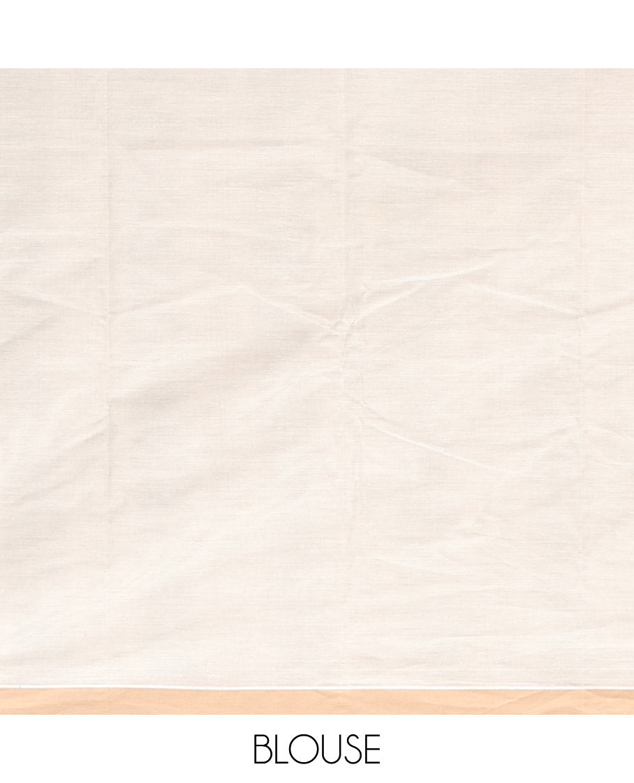 Off-white Kanchi Cotton Saree, Elevated with Geometric Patterns All Over Its Body, Complemented by Contrast Border, Intricately Designed Pallu, and Paired with a Matching Blouse