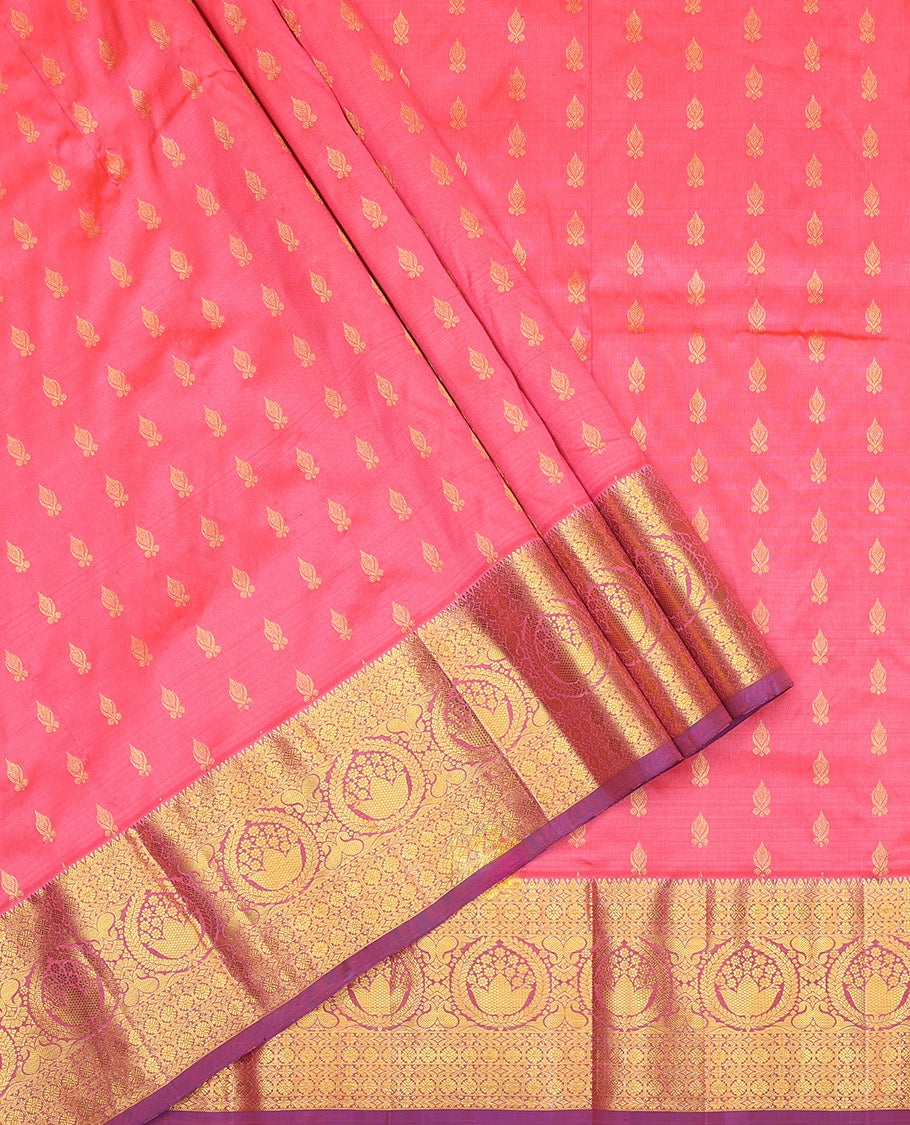 Pink Pure Silk Navarathna Pavadai Material Set