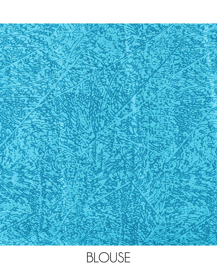 Borderless black and blue peacock feathers style abstract printed Gajji silk saree, peacock feathers printed pallu, and a contrast printed blouse