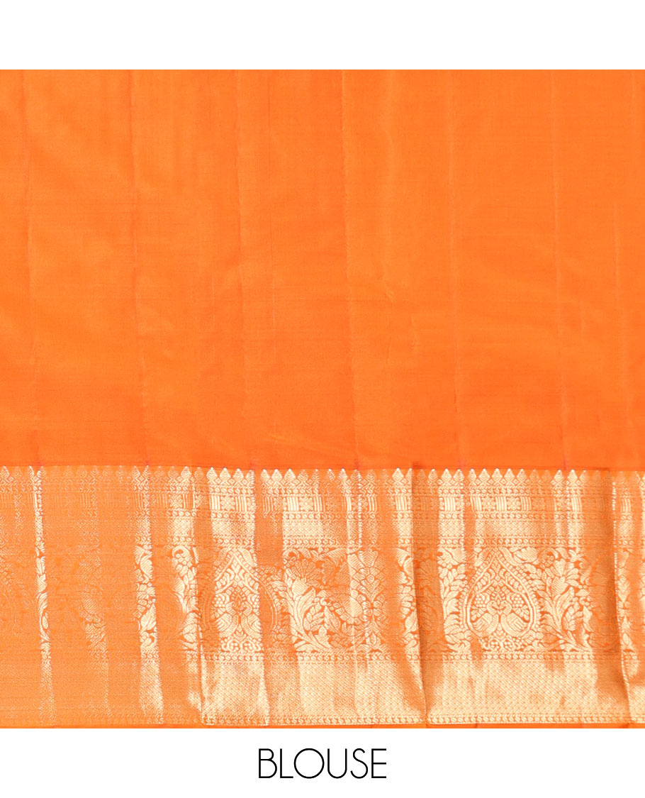 Lavender Vasundhara Silk Saree, Woven with Zari Buttas, Contrast Traditional Zari Border, Grand Pallu, and a Contrast Blouse