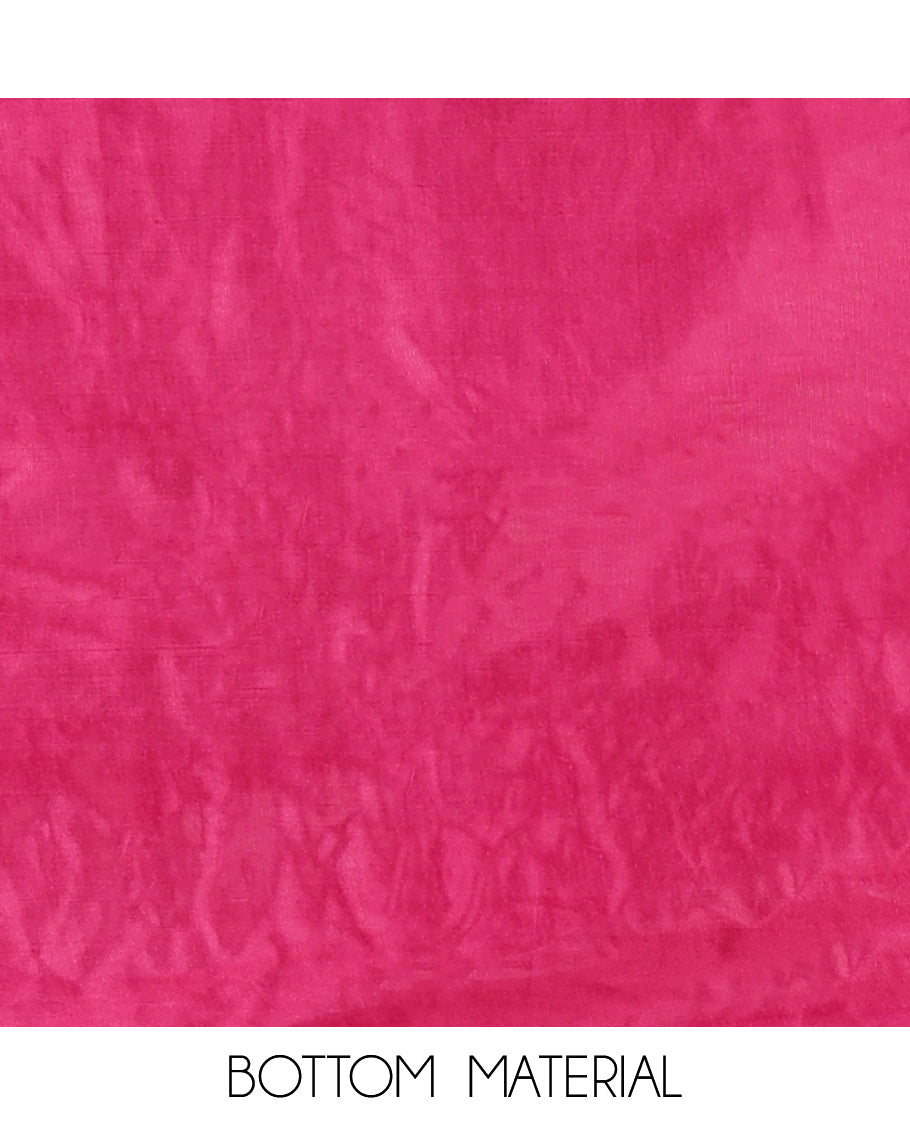 Magenta Vichitra Silk Material Chudidar Features a V-Neck Thread-Sequined Top, a Plain Bottom, Matching Thread-Sequined Dupatta