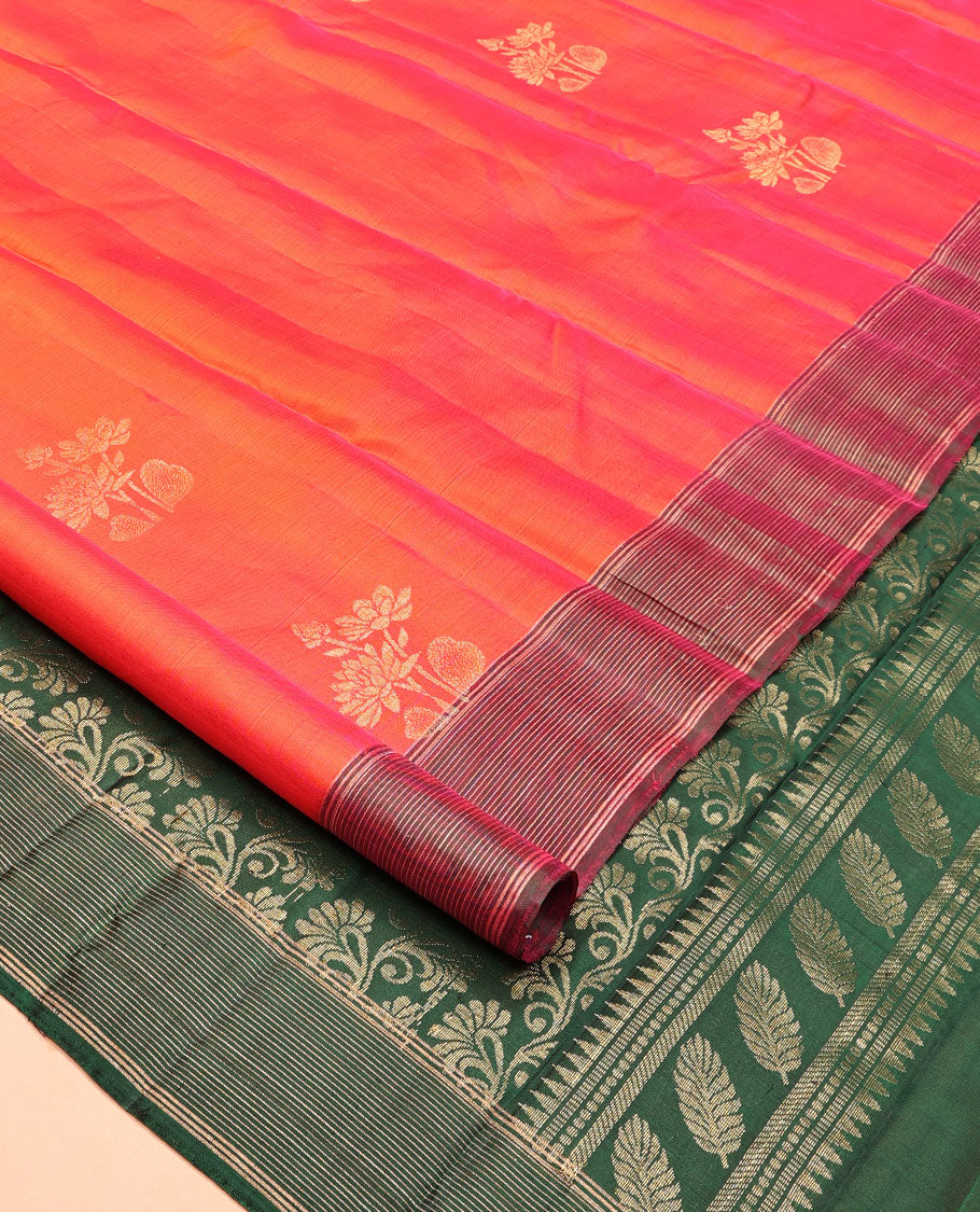 Orange Mayuri Lite Silk Mix Saree