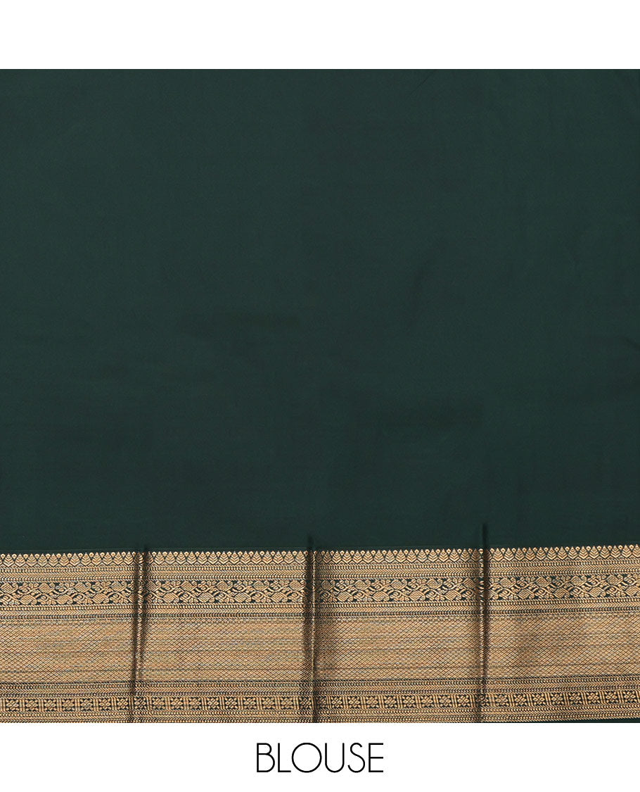 Brown Budget Silk Saree, Detailed with Floral Buttas All Over Its Body, Complemented by a Contrast Traditional Zari Design Border, Grand Jaal Pallu, and Paired with a Contrast Blouse