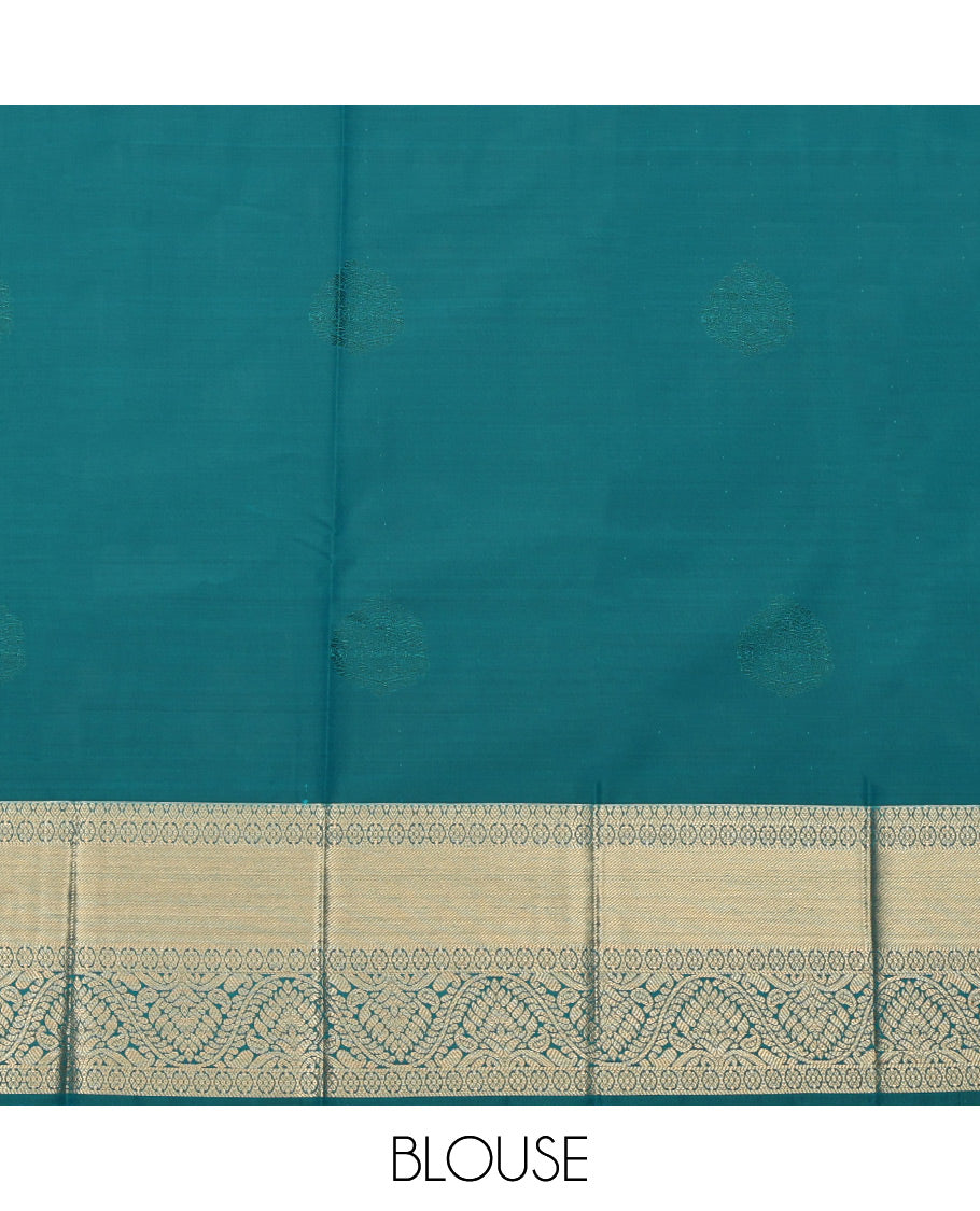Rama Blue Budget Silk Saree Featuring Zari Buttas, Highlighted by a Traditional Zari Border, Jaal Pallu, and Matching Blouse