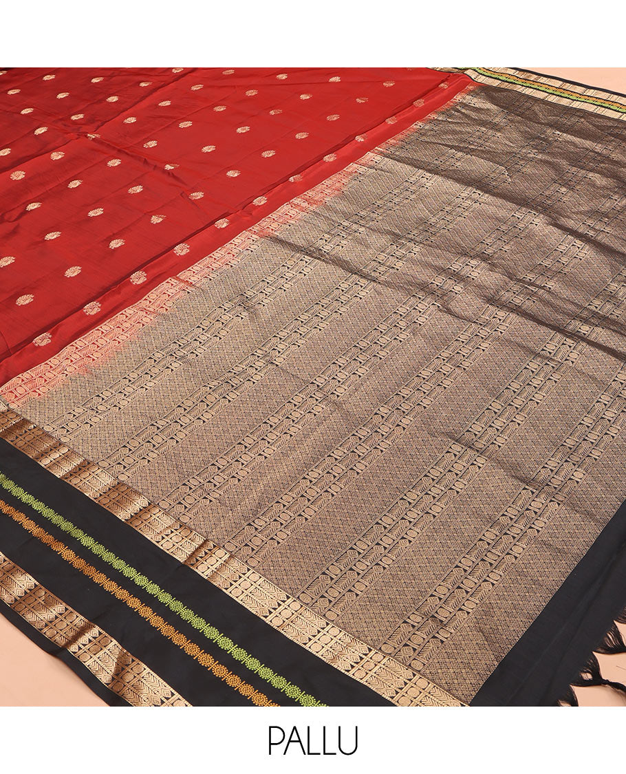 Araku-Black Mayil Buttas Vasundhara Lite Silk Mix Saree