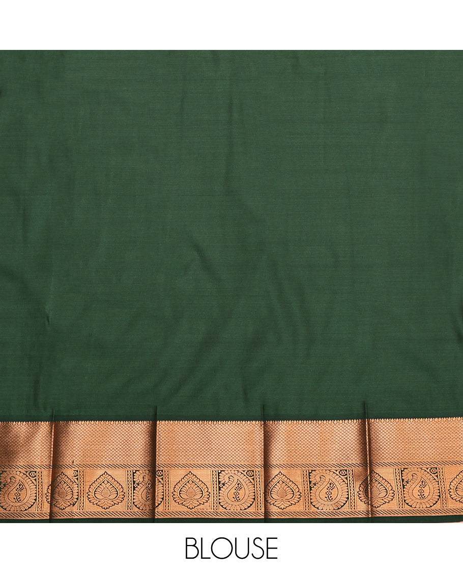 Grey Budget Silk Saree, Elevated with Floral Jacquard Design, Complemented by Contrast Traditional Zari Border, Grand Pallu and a Contrast Blouse