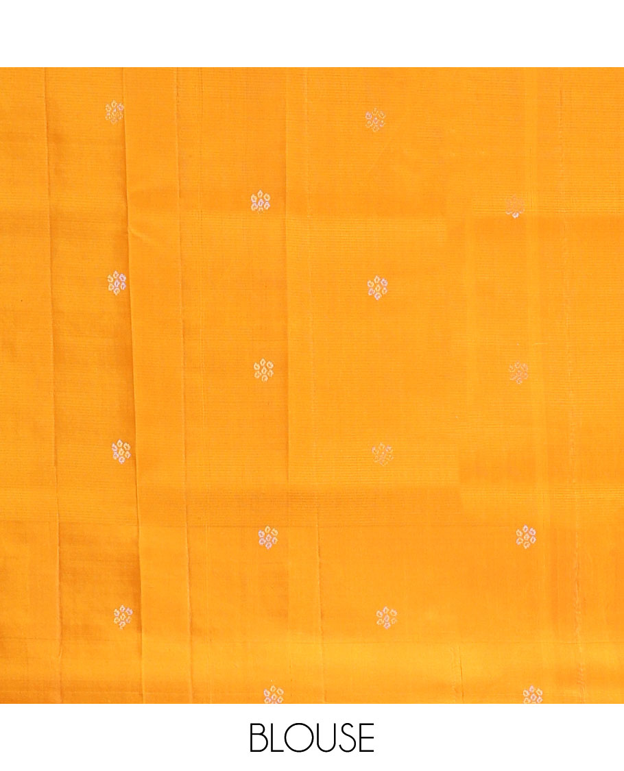Purple flower motifs mayuri soft silk saree with contrast zari design border & bandhani floral design pallu