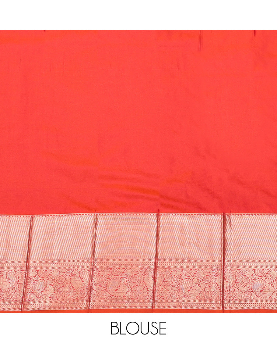 Wine Budget Silk Saree, Embellished with Floral Buttas All Over Its Body, Complemented by a Contrast Traditional Zari Border, Grand Jaal Pallu, and Paired with a Contrast Blouse