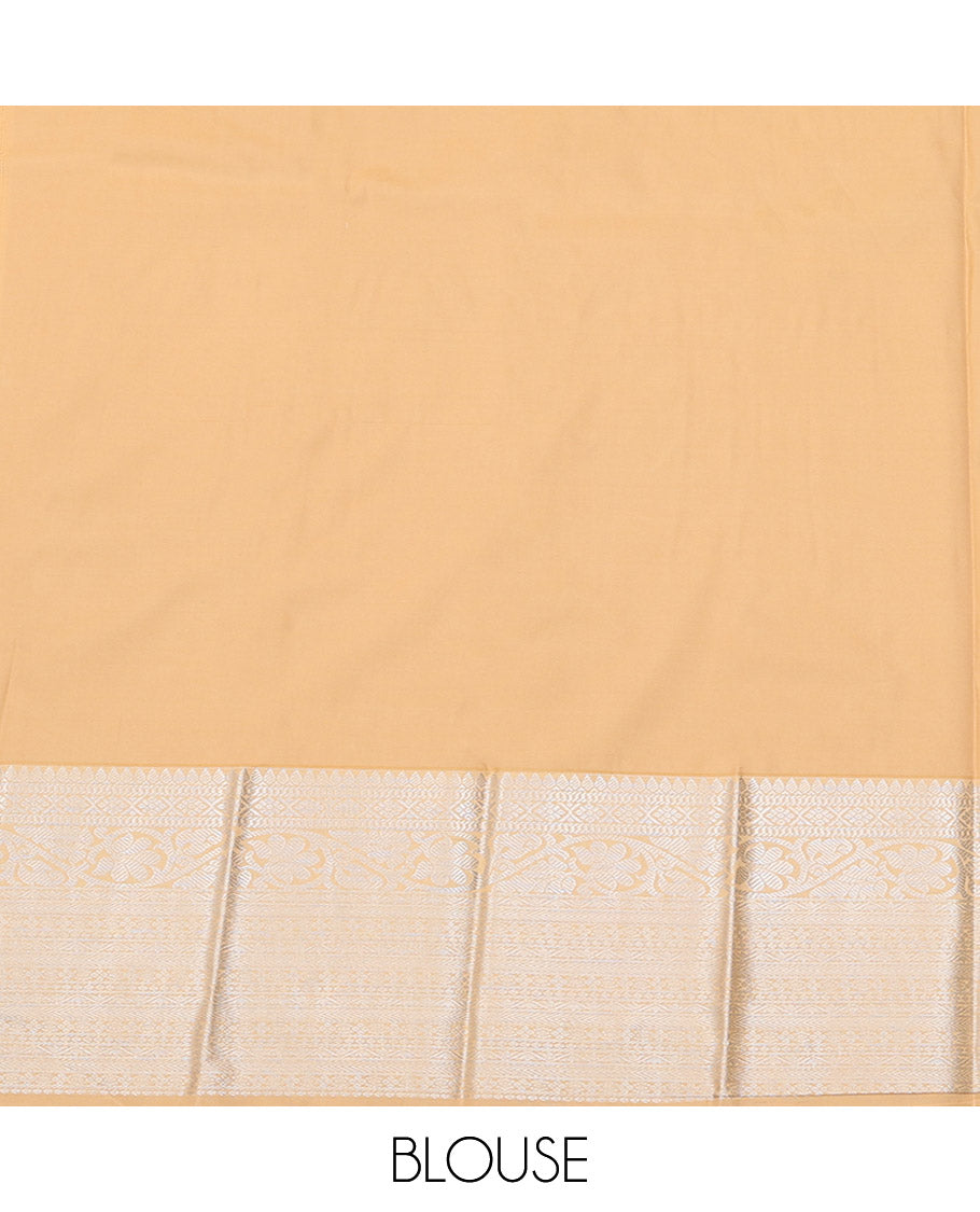 Green Budget Silk Saree, Accentuated with Zari Buttas on Its Body, Complemented by a Contrast Traditional Zari Design Border, Pallu of Jaal Design, and Paired with a Contrast Blouse