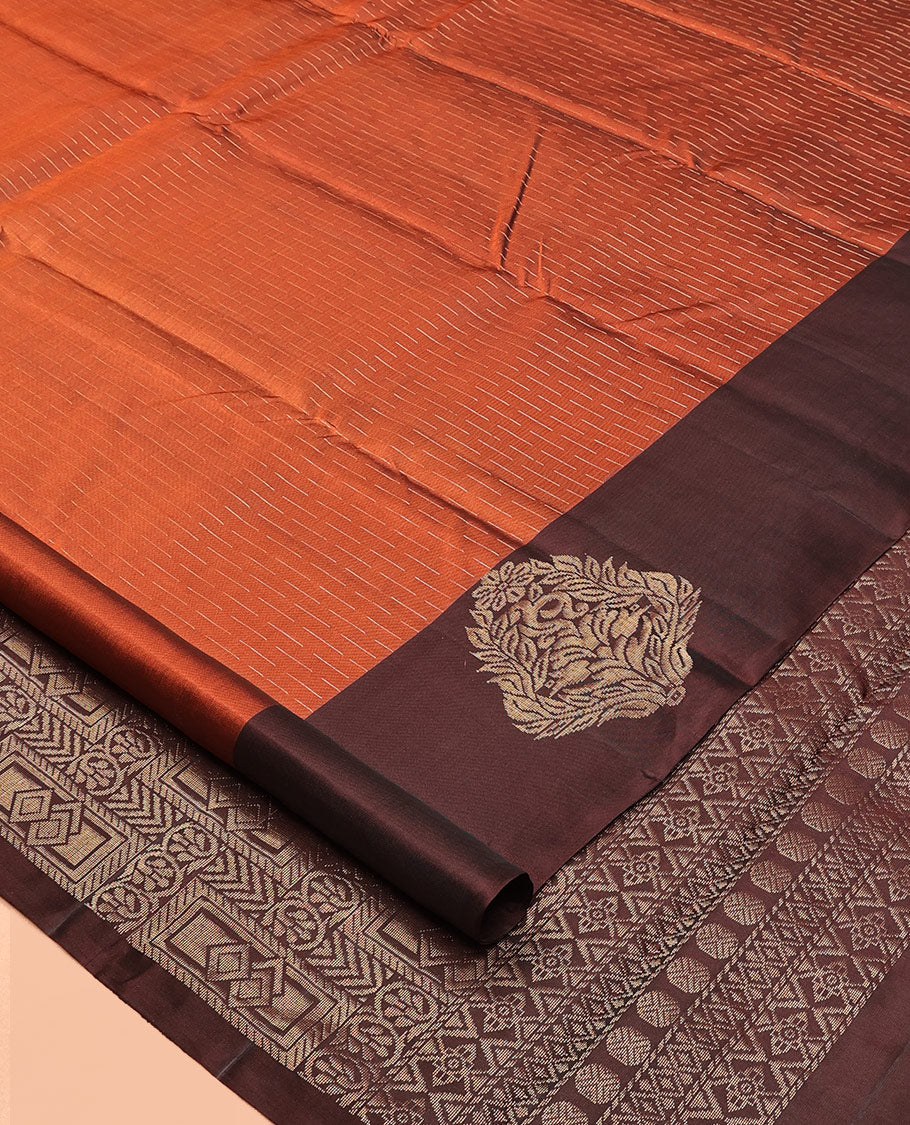 Orange Dotted Butta Mayuri Lite Silk Mix Saree