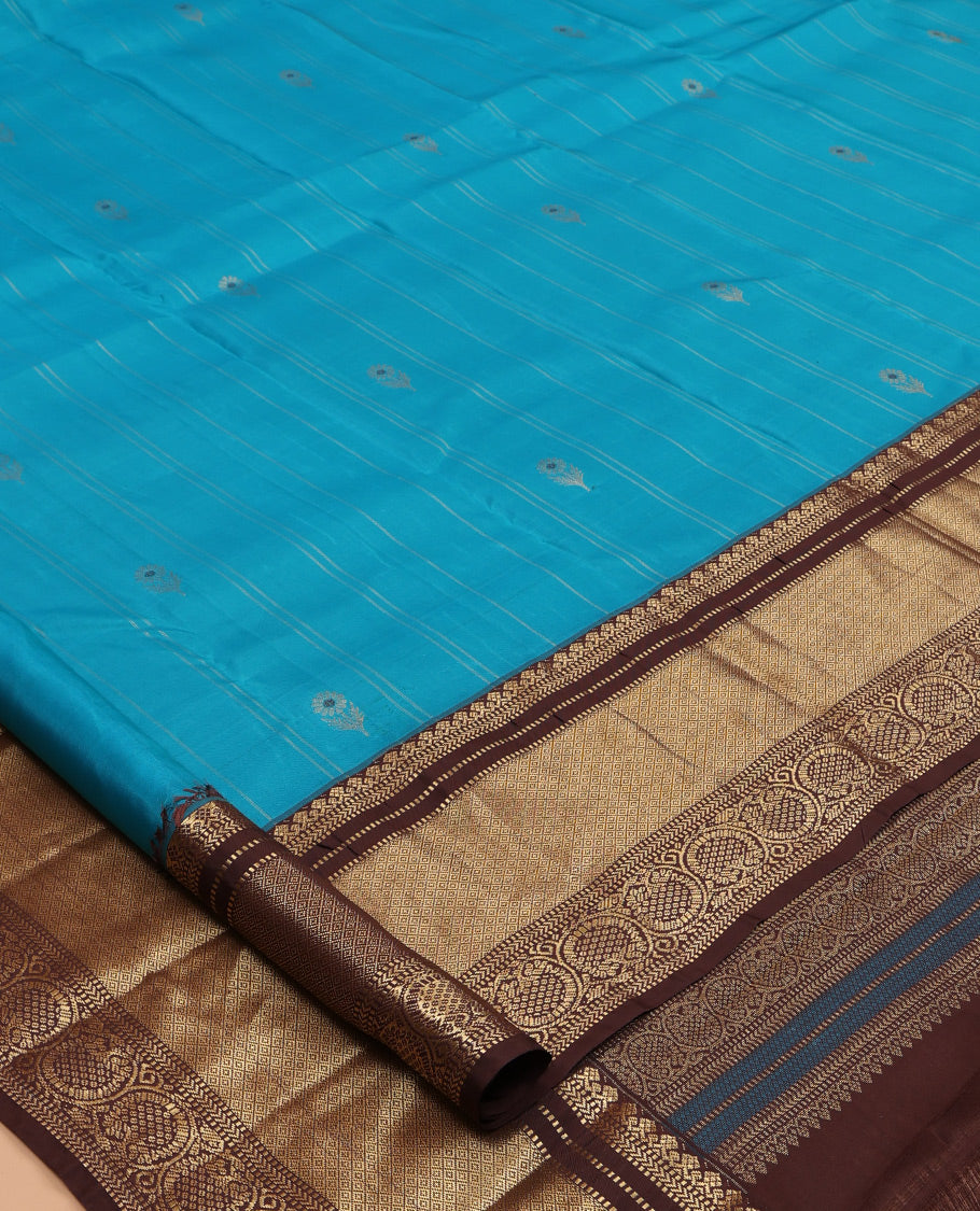 Blue Zari Design Vasundhara Lite Silk Mix Saree, a Contrast Traditional Border, Grand Pallu, a Contrast Blouse
