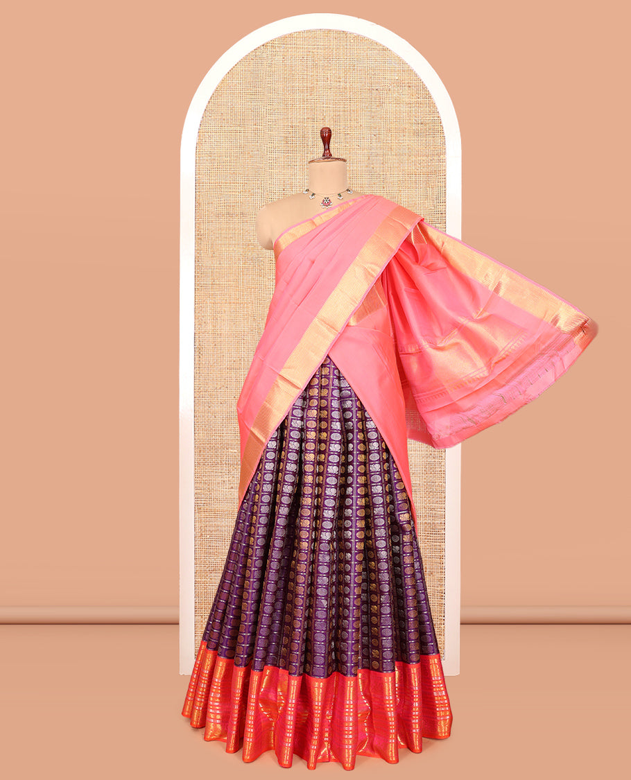 Purple Pure Silk Half-Saree