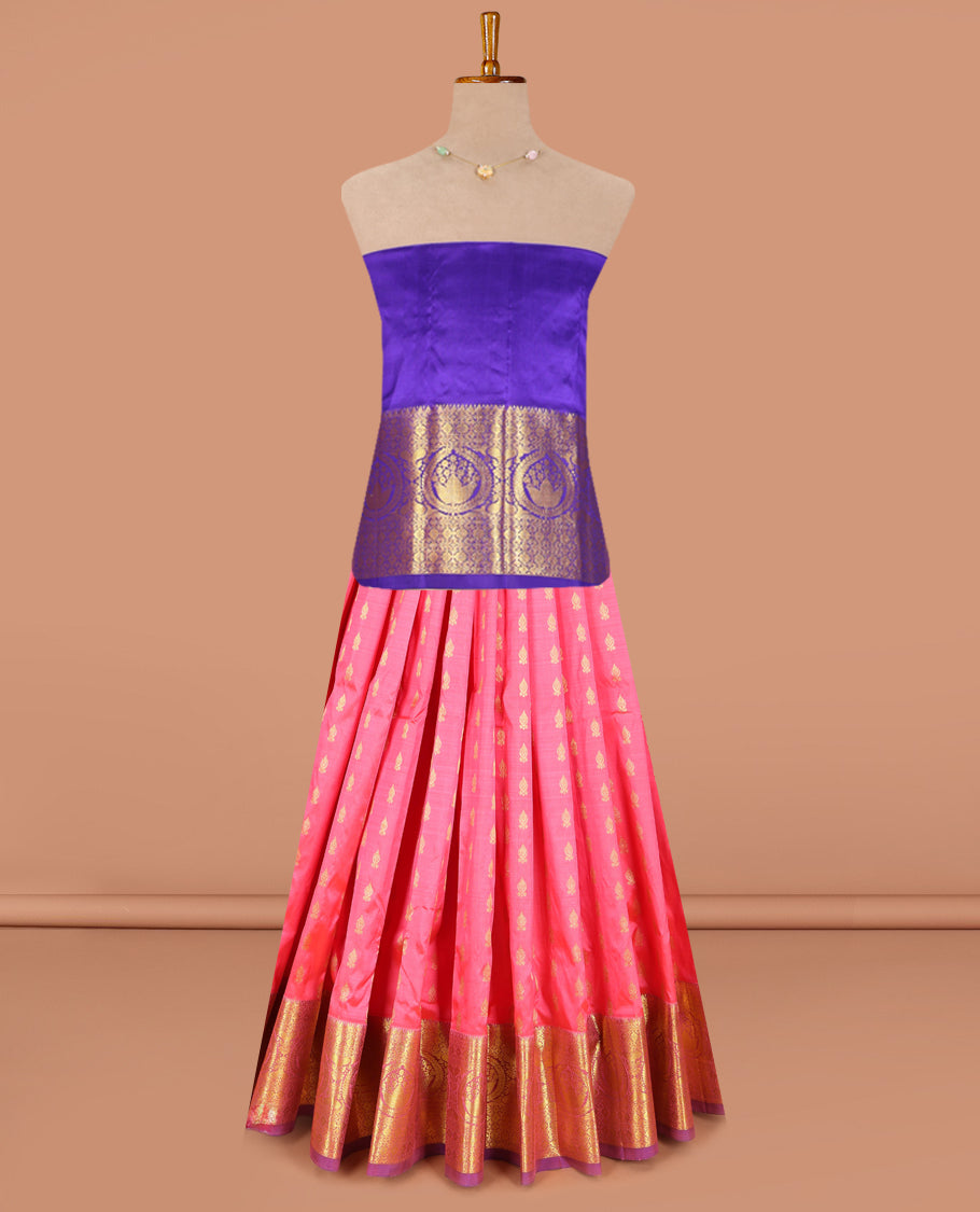 Pink Pure Silk Navarathna Pavadai Material Set