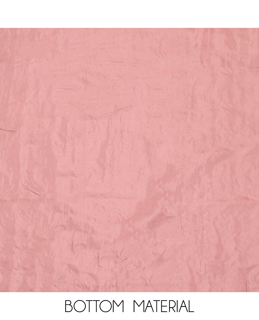 Pink Material Chudidar Set, Boldly Accentuated with Floral Print, and Outline Embroidery on Organza Top, a Plain Santoon Bottom, and Paired with a Floral Vine Sequins Embroidered Organza Dupatta