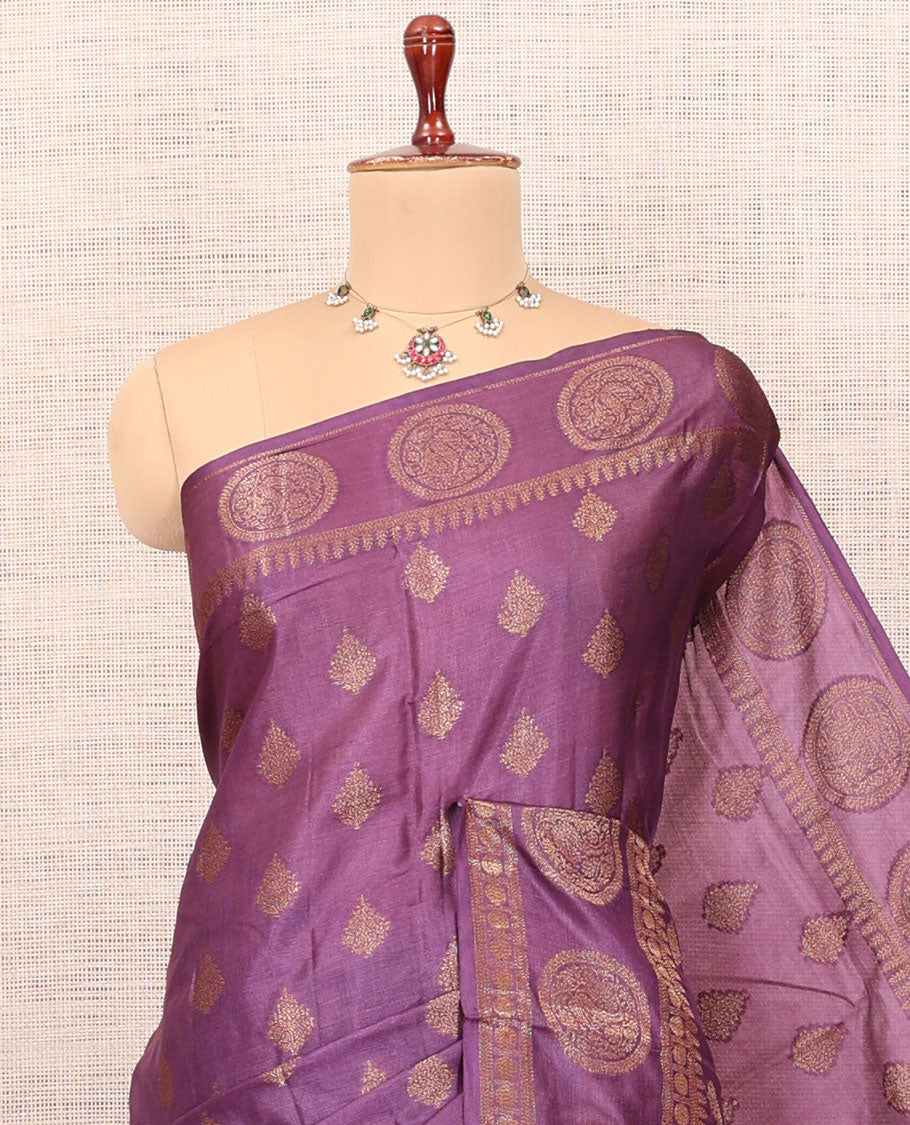 Purple Tussar Silk Saree