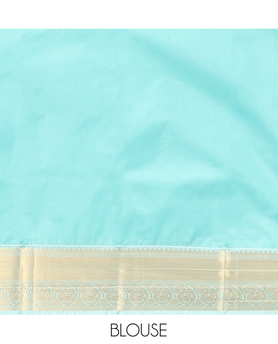 Brown Budget Silk Saree, Woven with Butta Enclosed Checks, Contrast Traditional Zari Border, Intricate Pallu, and a Contrast Blouse