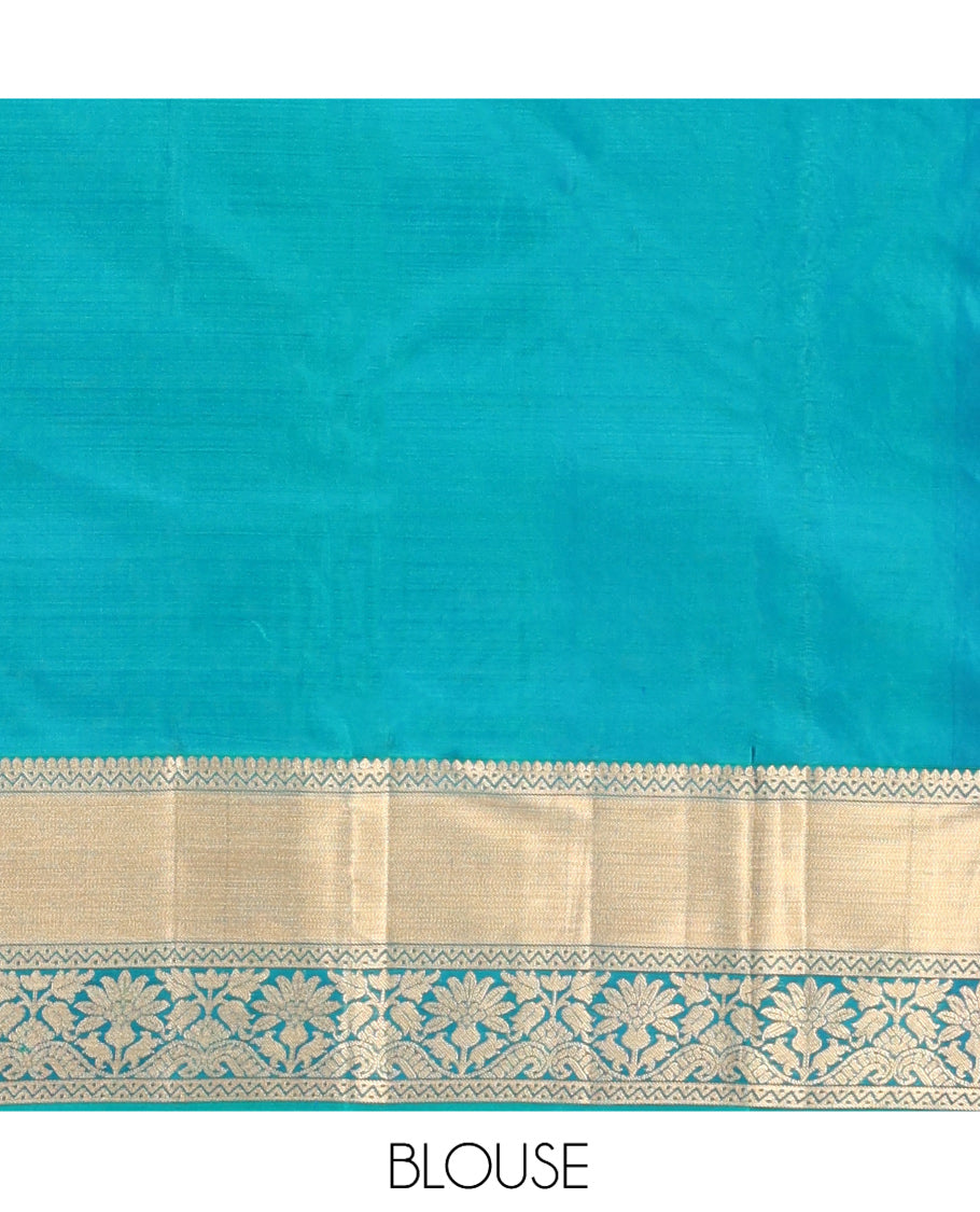 Blue Jacquard Design Kanchipuram Wedding Silk Saree