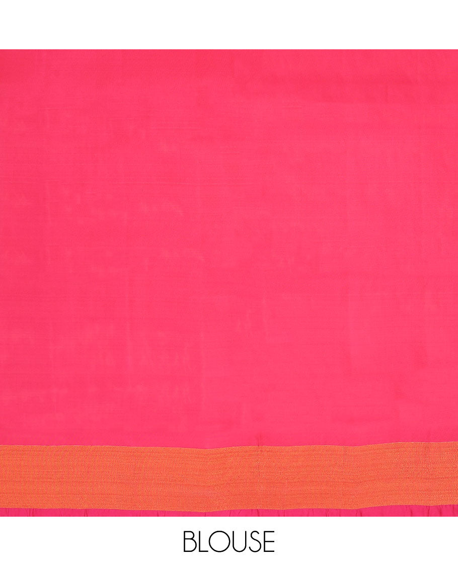 Blue flower motifs semi-uppada saree with contrast zari border & floral zari design pallu