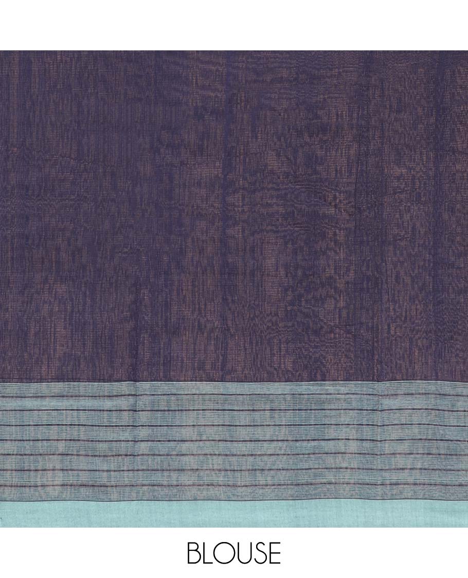 Green striped mangalagiri cotton saree with contrast checked border