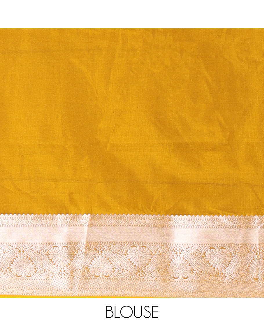 Dark Violet Semi-Soft Silk Saree, Embellished with Tree Zari Buttas All Over Its Body, Complemented by a Contrast Traditional Zari Design Border, Pallu of Paisleys, and Paired with a Contrast Blouse