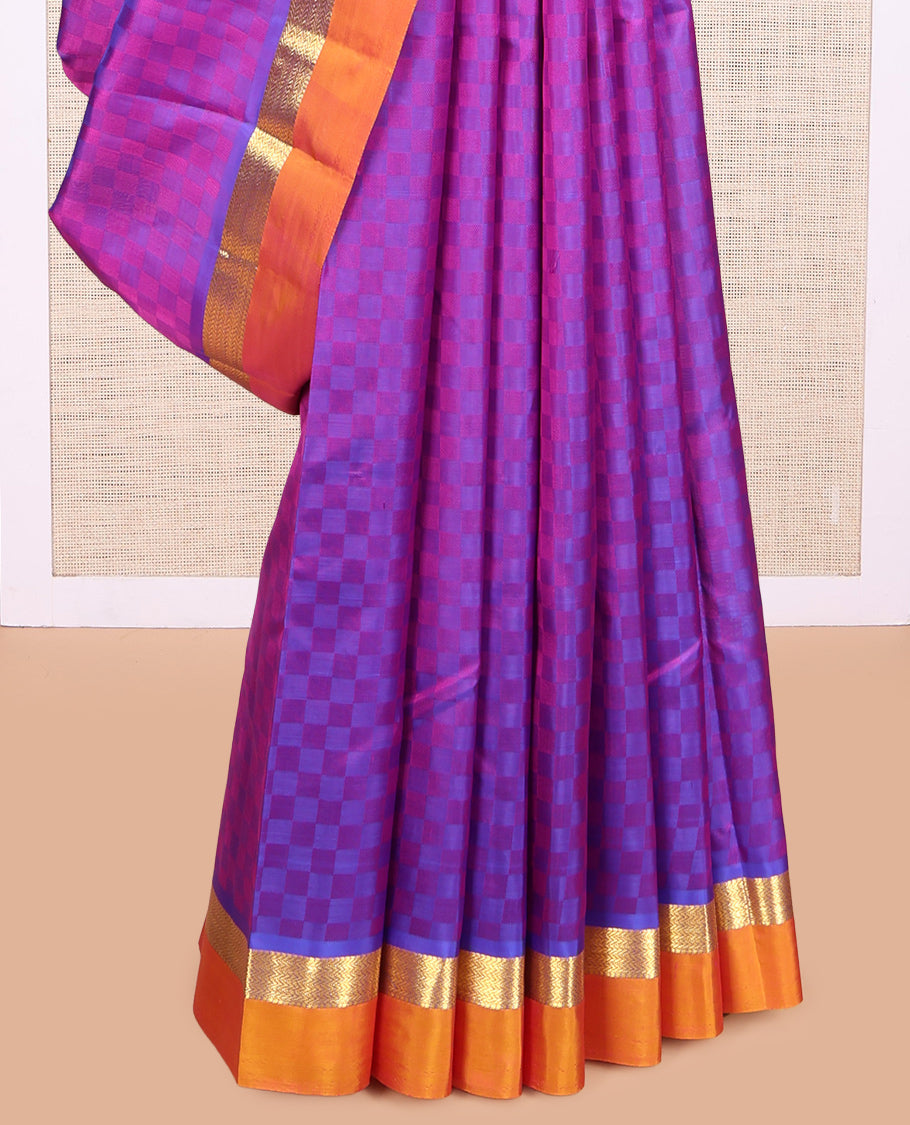 Violet Paiyaadi Kattam Kanchipuram Silk Saree