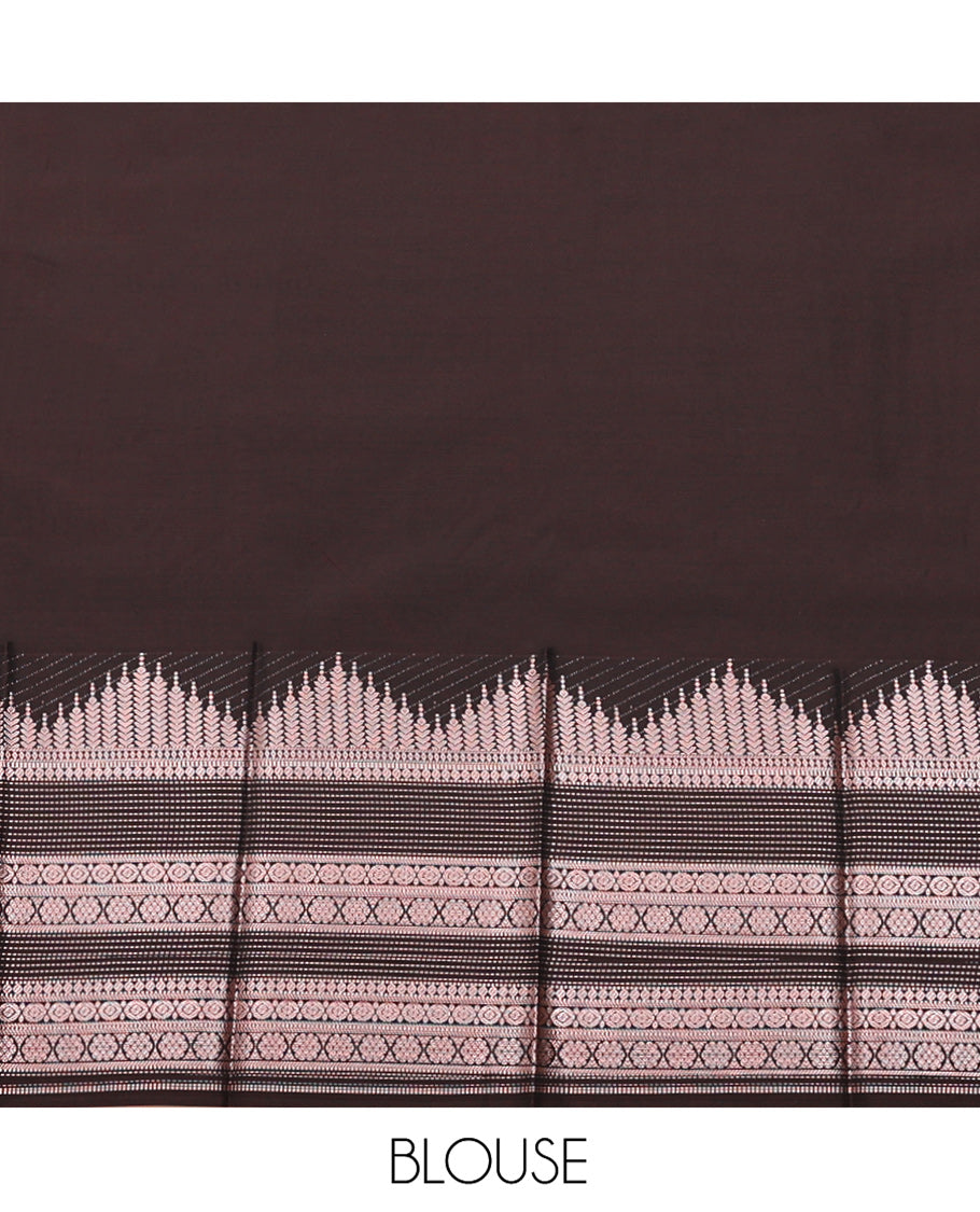Brown Budget Silk Saree, Richly Detailed with Zari Buttas, Highlighted by a Traditional Design Border, Grand Pallu, and a Matching Blouse