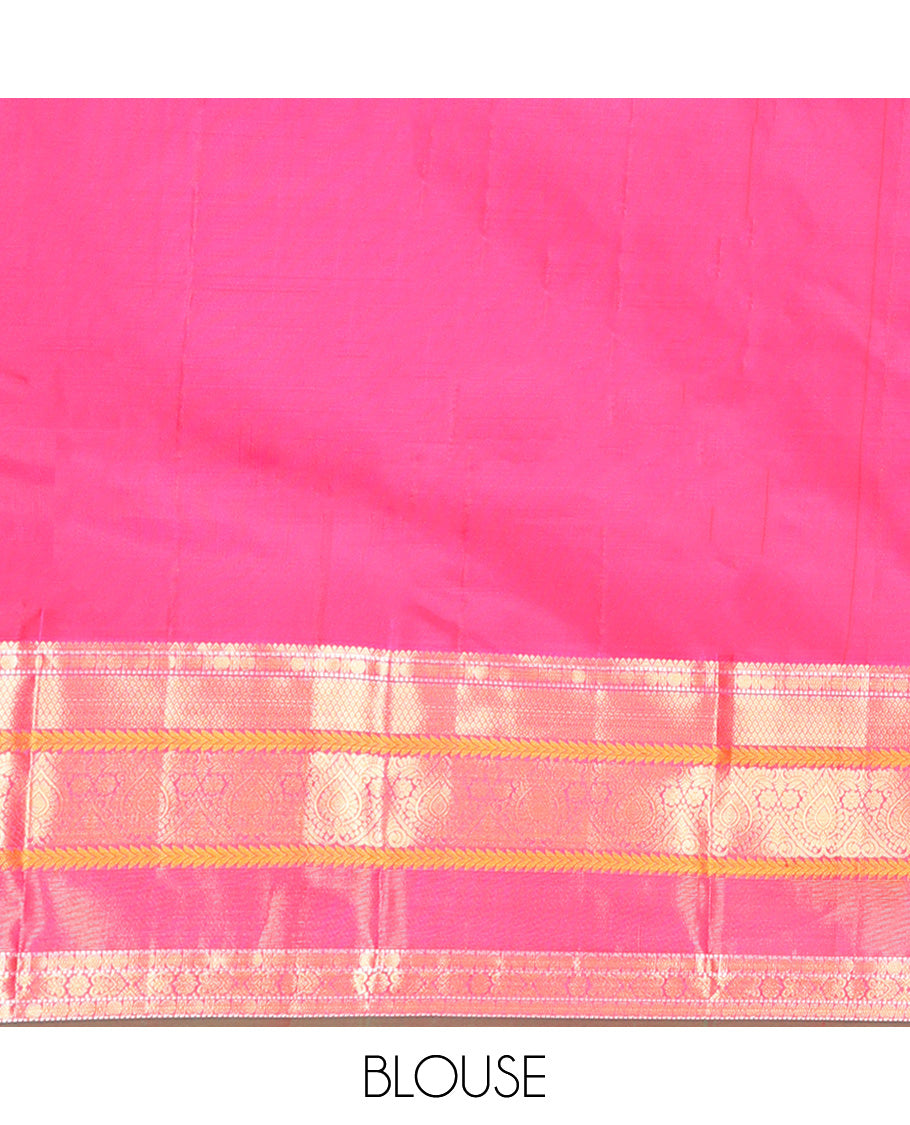 Purple Dual-Tone Vasundhara Lite Silk Mix Saree, Finely Crafted with Zari Buttas All Over Its Body, Complemented by Contrast Border of Rekku, Rudraksham, Muthu, Mayil kann, Kathir, Jada Nagam Designs, Grand Pallu and Paired with a Contrast Blouse