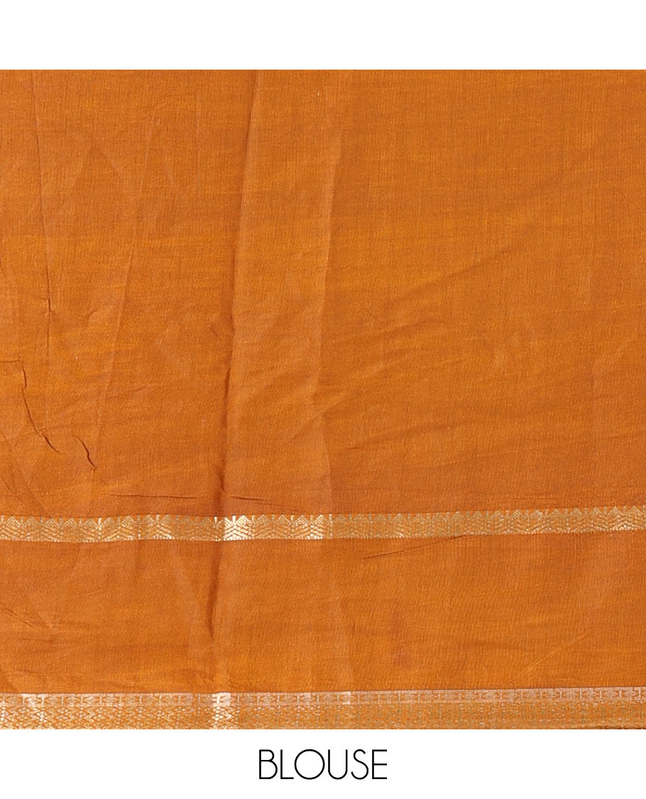 Black vertically striped muslin silk saree, contrast zari rettai pettu border, kalamkari floral vine printed pallu, and a contrast plain blouse