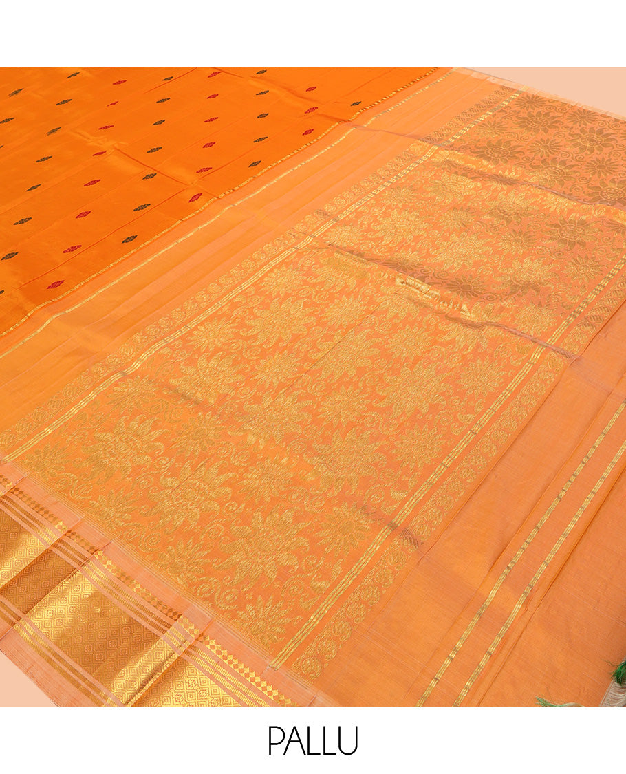 Orange Thread Butta Kanchipuram Silk Saree