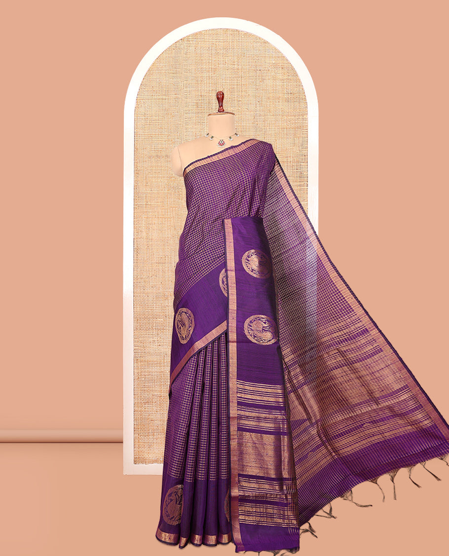 Violet Dupion Saree