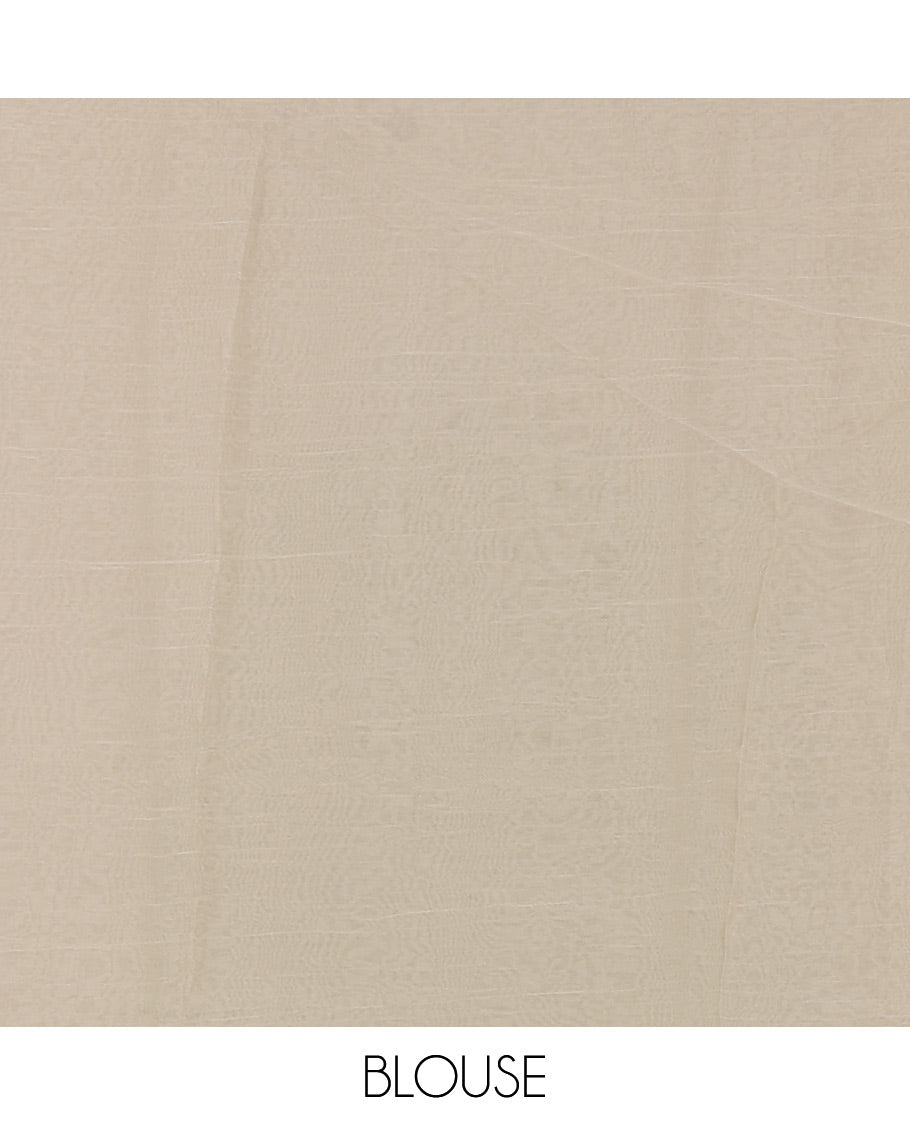 Borderless pista green floral motifs hand brush painted semi-organza saree comes with tasseled pallu and without blouse