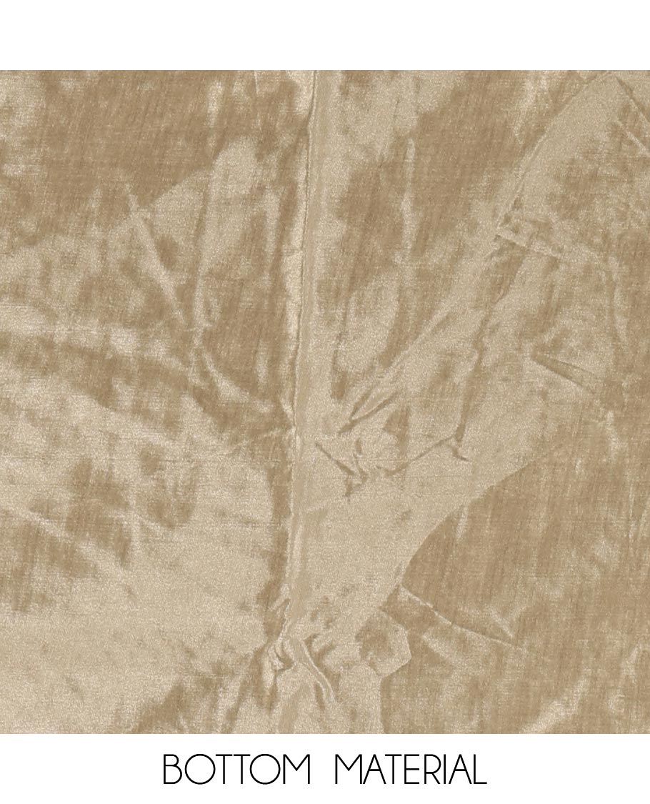 Fawn material churidar set, warli tribe village theme print with mirror work semi-tussar top, plain bottom, and warli tribe village theme print semi-tussar dupatta