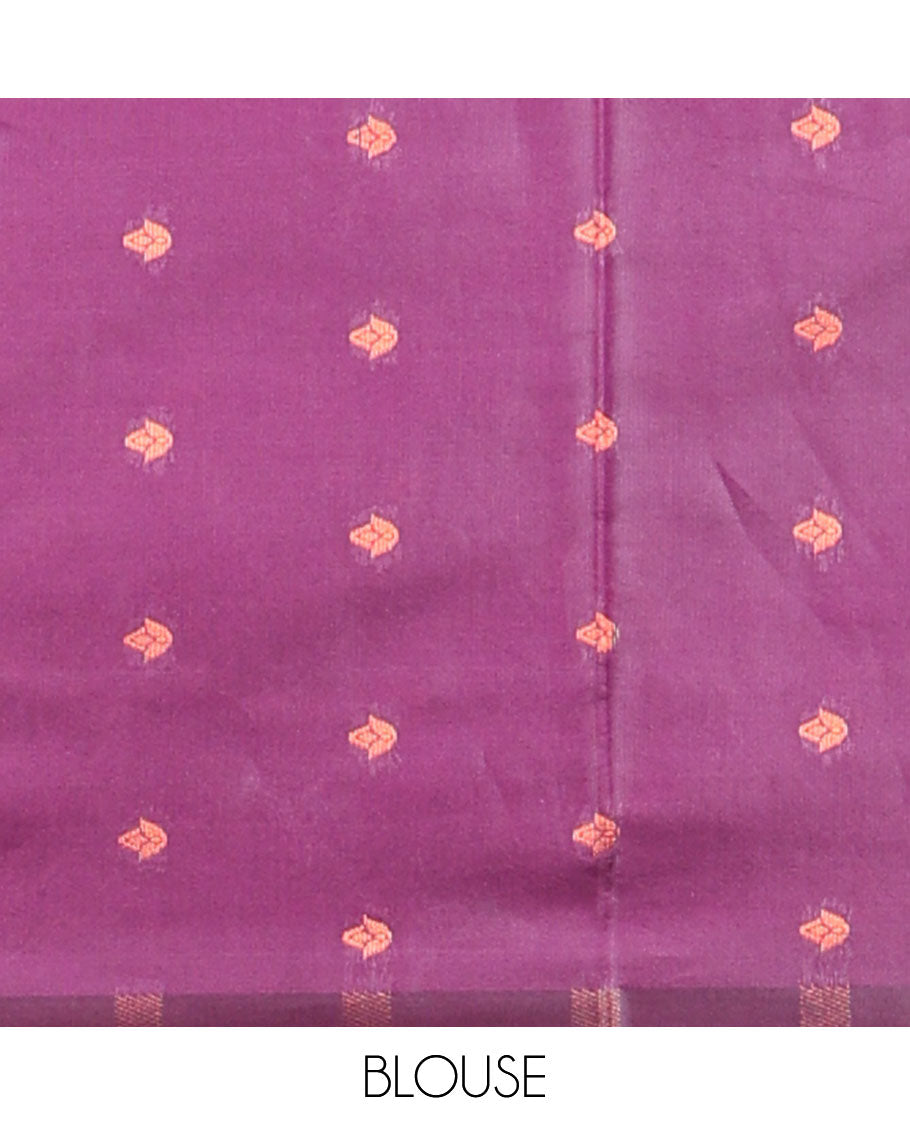 Lavender elite silk saree with thread work , small temple border