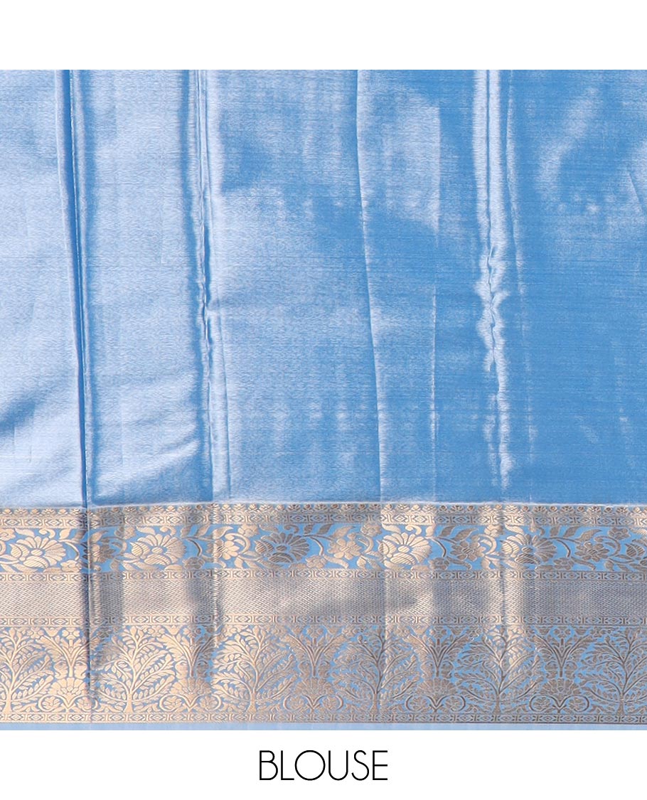 Parrot green zari jacquard budget silk saree, contrast traditional zari border, and intricate zari woven pallu