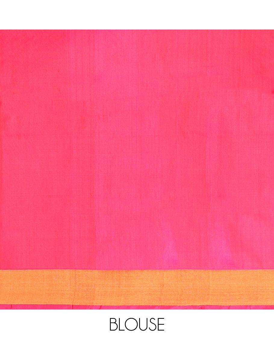 orange buttas uppada silk saree with contrast zig zag striped border & pallu of argyle pattern