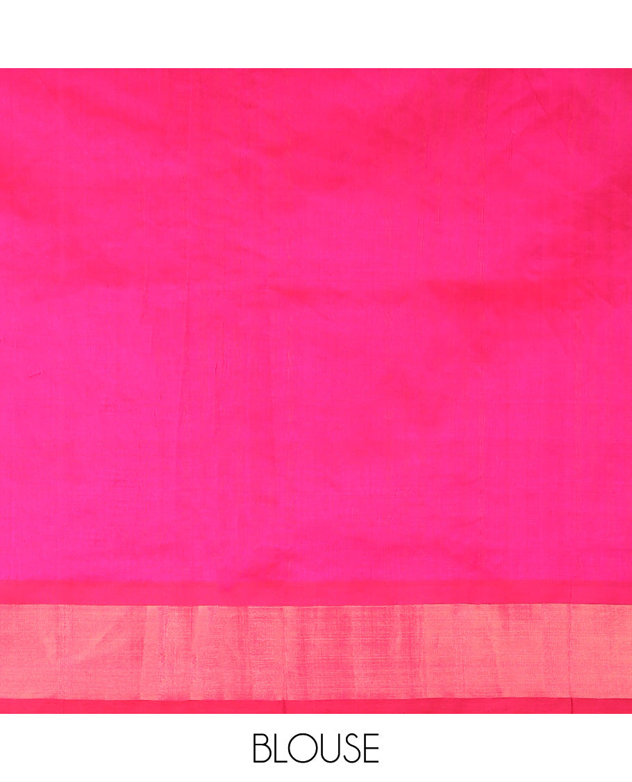 Brown checked kuppadam cotton saree with buttas, striped border & contrast pallu of stripes