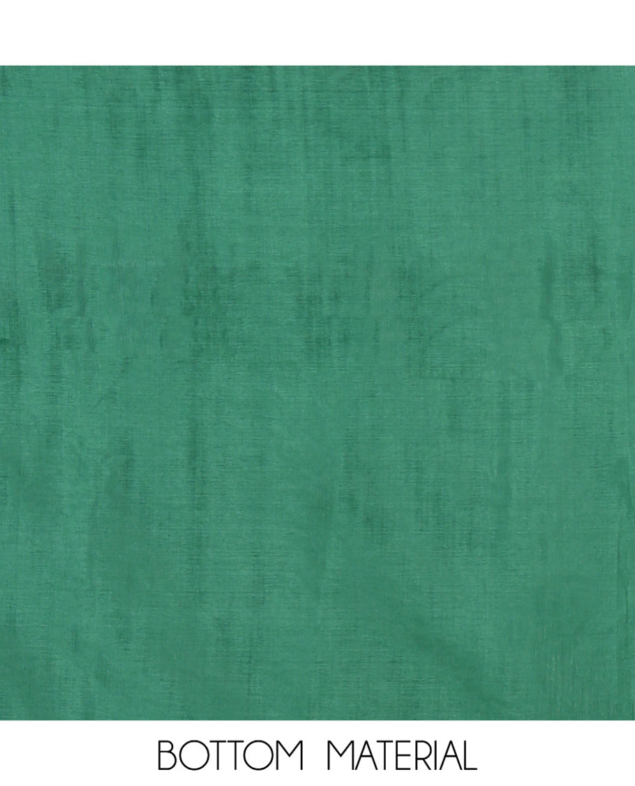 Pista Green Material Churidar Set, Detailed with Floral Motifs Sequins-Thread Embroidered on Its Vichitra Silk Top, Comes with a Contrast Santoon Bottom, and Paired with a Vichitra Silk Floral Embroidered Scallop Dupatta