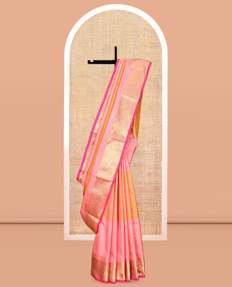 Pink-Orange Venkatagiri Silk Saree