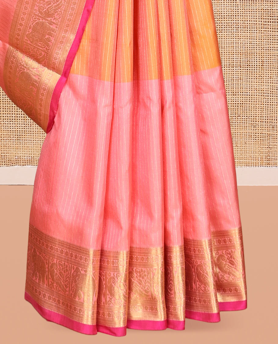 Pink-Orange Venkatagiri Silk Saree