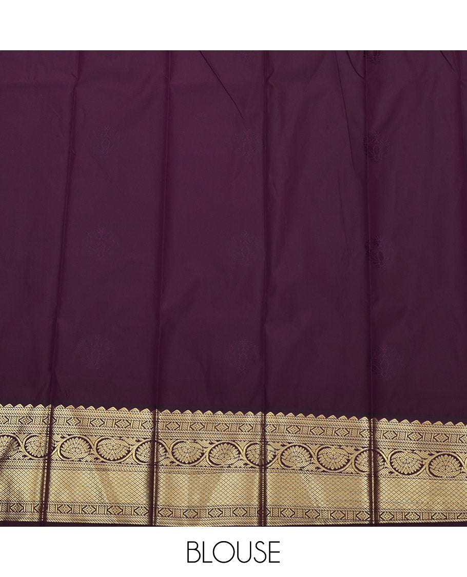 Parrot Green Budget Silk Saree, Woven with Zari Buttas on Its Body, Complemented by a Contrast Traditional Zari Design Border, Pallu of Jaal Design, and Paired with a Contrast Blouse